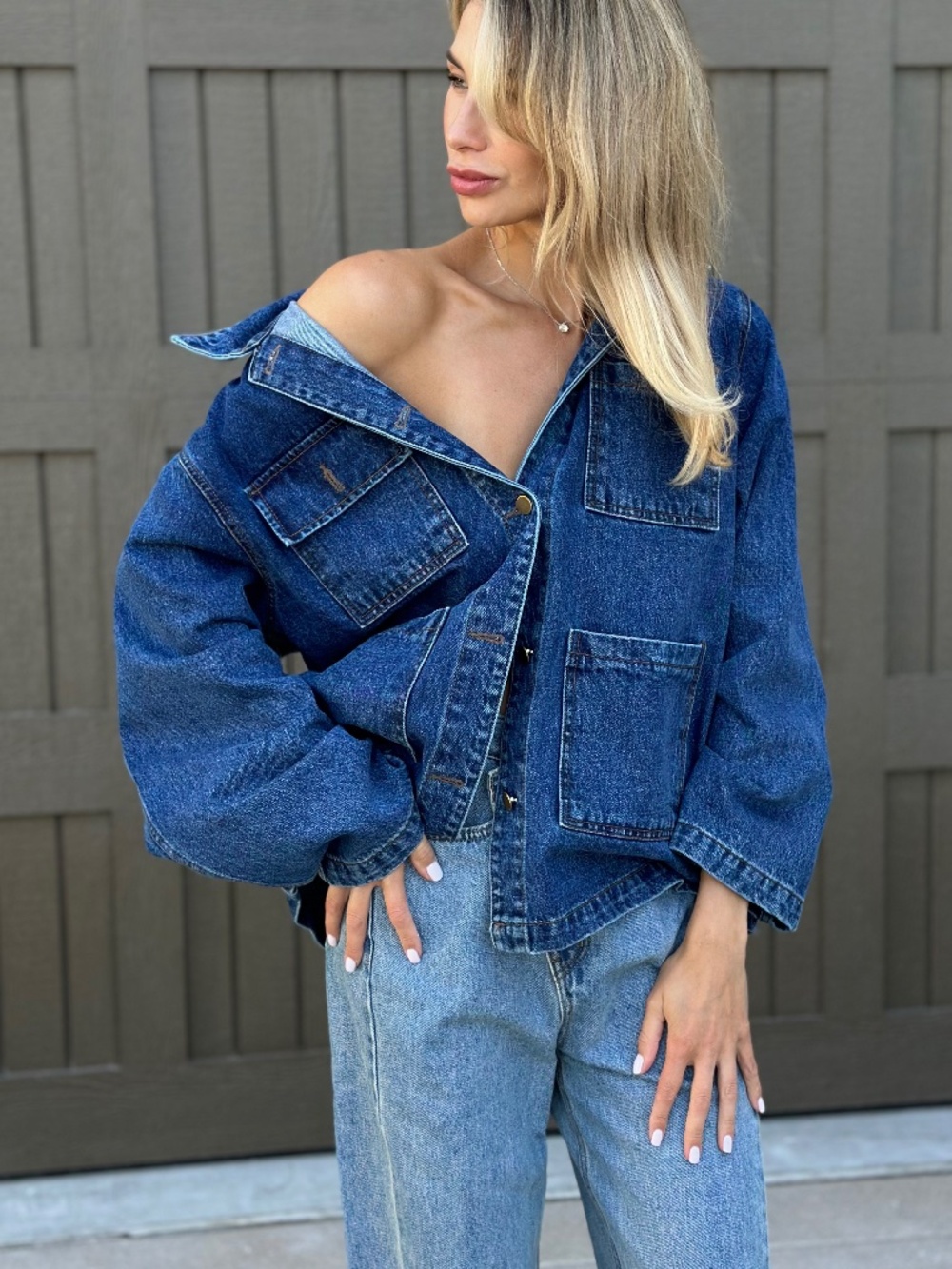 Denim Jacket with pockets Women Denim Shirt